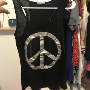 Peace Sign Cut-Out Tank Top